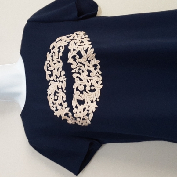 Cece Cynthia Steffe Blue Embroidered Lip Mini Dress women 8 vacation beach boho - Picture 3 of 12